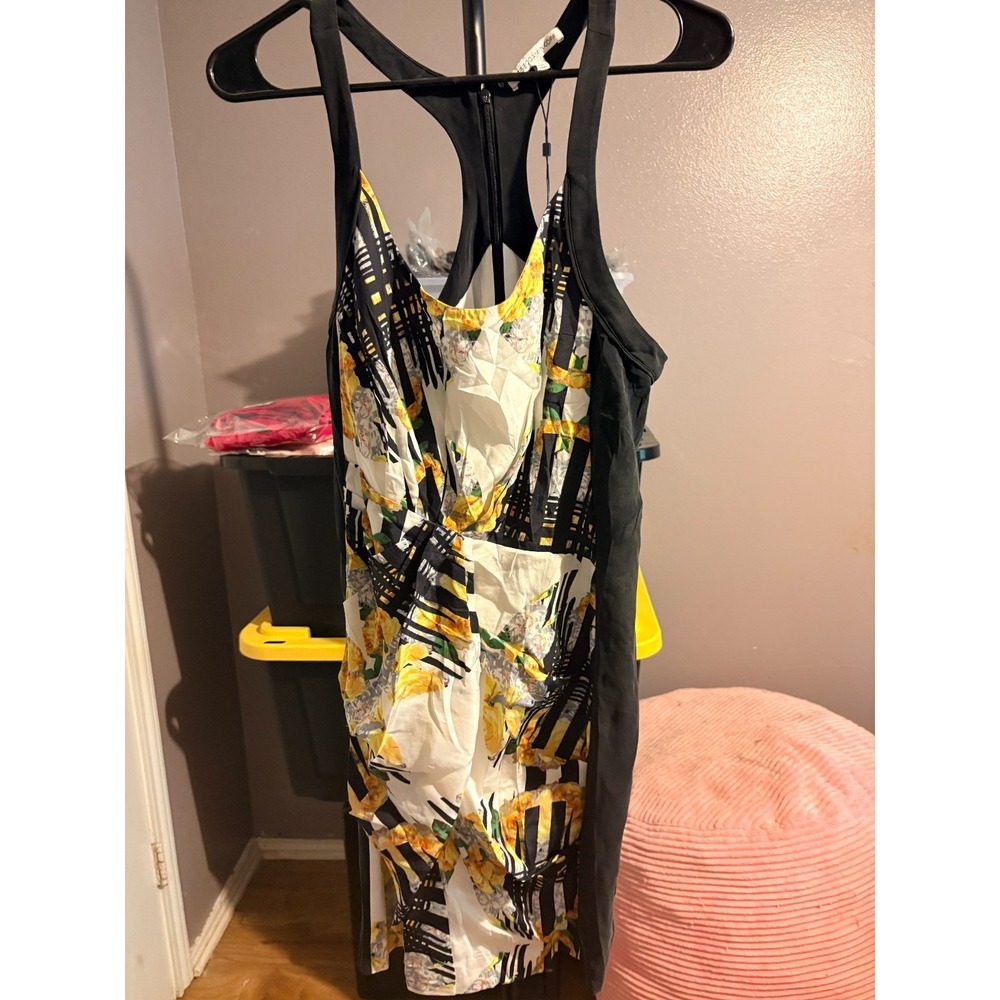 Rebecca Minkoff Little Black Dress, Lined, with Floral Print in Front Sz 6